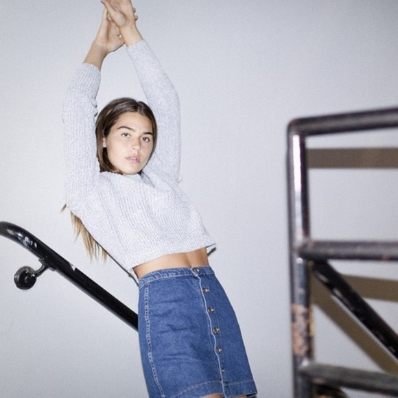 NEW American Apparel Button Denim A Line Skirt - Picture 1 of 4